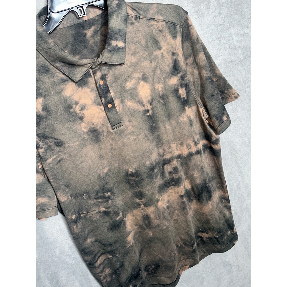 Lululemon Evolution Short Sleeve Polo Diamond Dye Sedona Sunset Graphite Grey L